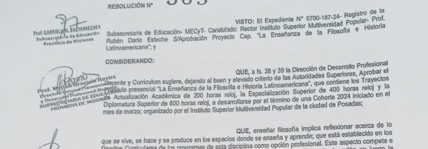 Diplomatura «La Enseñanza de la Filosofía e Historia Latinoamericana» en la Multiversidad Popular